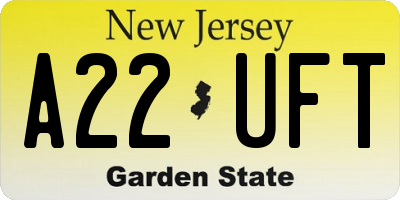 NJ license plate A22UFT