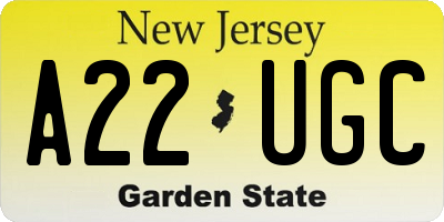 NJ license plate A22UGC