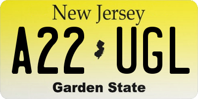 NJ license plate A22UGL