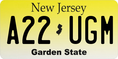 NJ license plate A22UGM