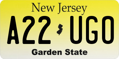 NJ license plate A22UGO
