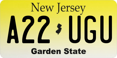 NJ license plate A22UGU