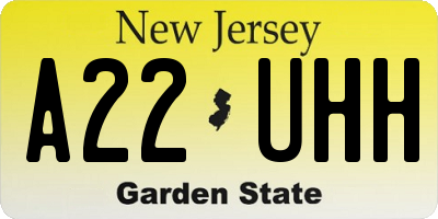 NJ license plate A22UHH