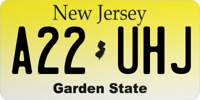 NJ license plate A22UHJ