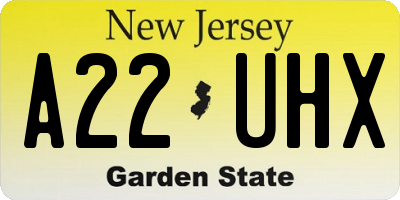 NJ license plate A22UHX