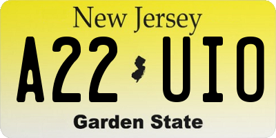 NJ license plate A22UIO