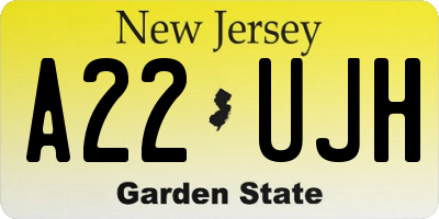 NJ license plate A22UJH