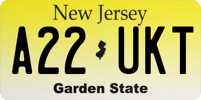 NJ license plate A22UKT