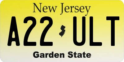 NJ license plate A22ULT