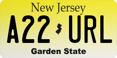 NJ license plate A22URL