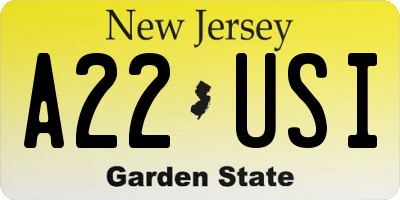NJ license plate A22USI