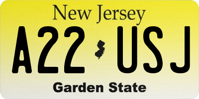NJ license plate A22USJ