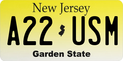 NJ license plate A22USM