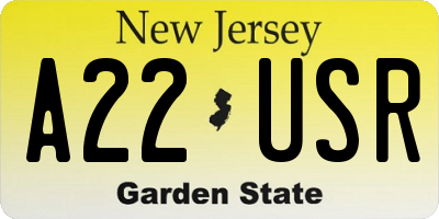NJ license plate A22USR