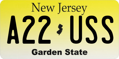 NJ license plate A22USS