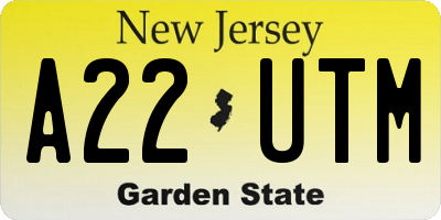 NJ license plate A22UTM