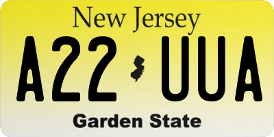 NJ license plate A22UUA