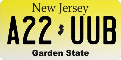 NJ license plate A22UUB