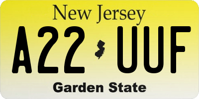 NJ license plate A22UUF