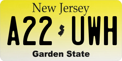 NJ license plate A22UWH