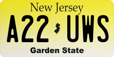 NJ license plate A22UWS