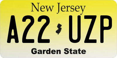 NJ license plate A22UZP