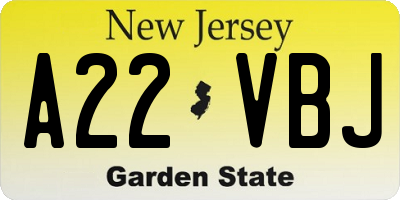 NJ license plate A22VBJ