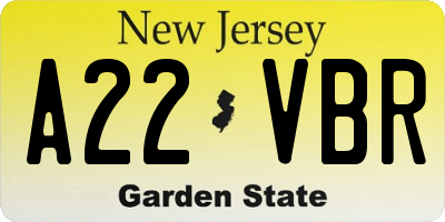 NJ license plate A22VBR