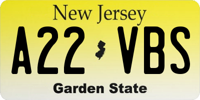 NJ license plate A22VBS