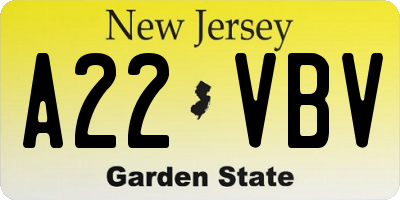 NJ license plate A22VBV