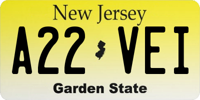 NJ license plate A22VEI