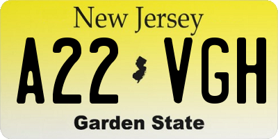 NJ license plate A22VGH