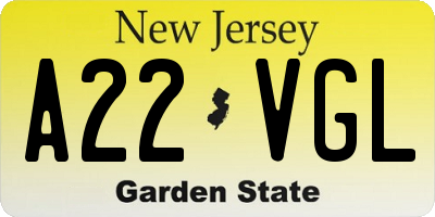 NJ license plate A22VGL