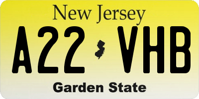 NJ license plate A22VHB