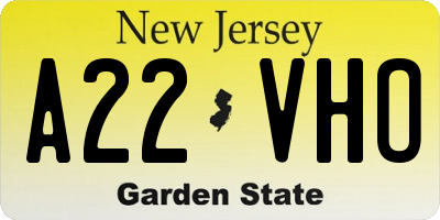 NJ license plate A22VHO