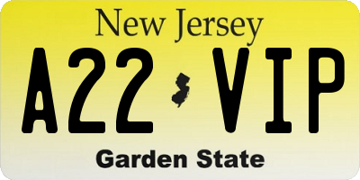 NJ license plate A22VIP