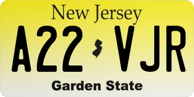 NJ license plate A22VJR