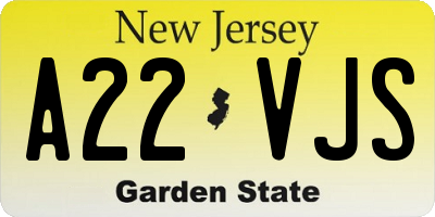 NJ license plate A22VJS