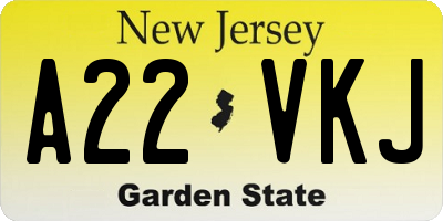 NJ license plate A22VKJ