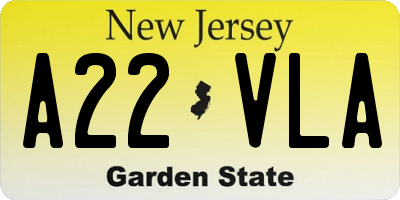 NJ license plate A22VLA