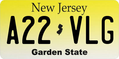 NJ license plate A22VLG