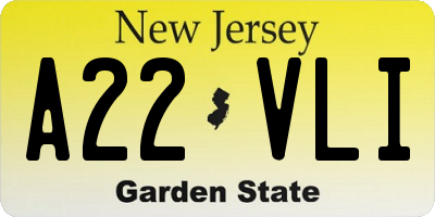 NJ license plate A22VLI