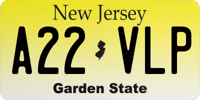 NJ license plate A22VLP