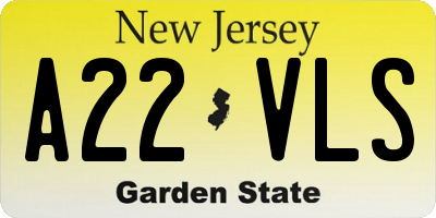 NJ license plate A22VLS
