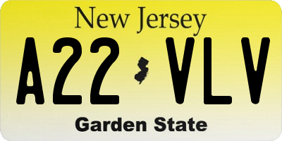 NJ license plate A22VLV