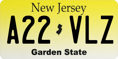 NJ license plate A22VLZ