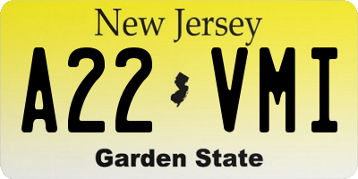 NJ license plate A22VMI