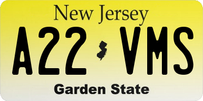 NJ license plate A22VMS