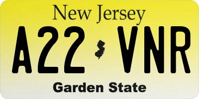 NJ license plate A22VNR