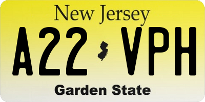 NJ license plate A22VPH